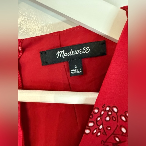 Madewell Women’s Red Windswept Floral Hazelwood Wrap-Front Mini Dress - Size 2 - Picture 4 of 10